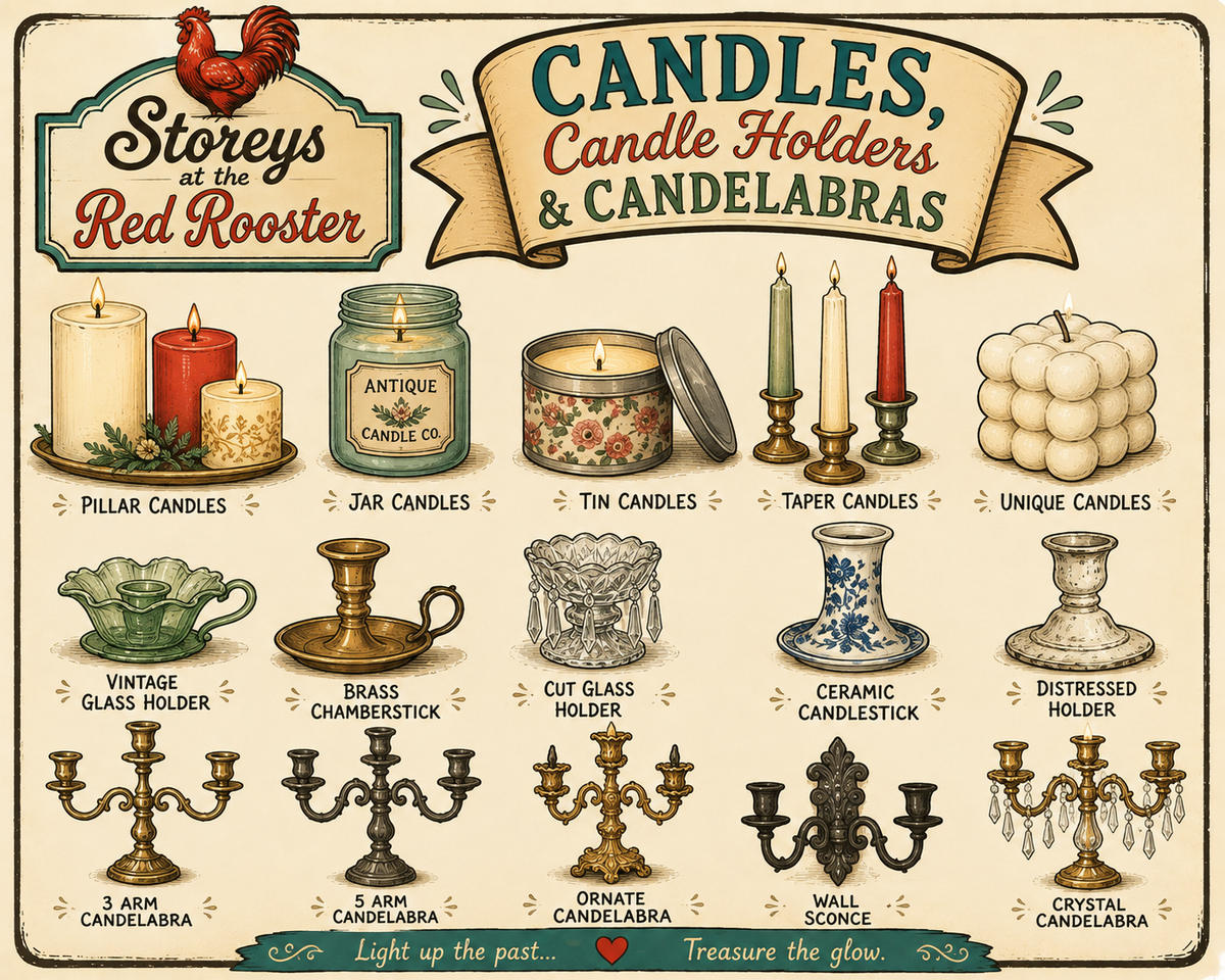 Candles, Candle holders, Candelabras etc.
