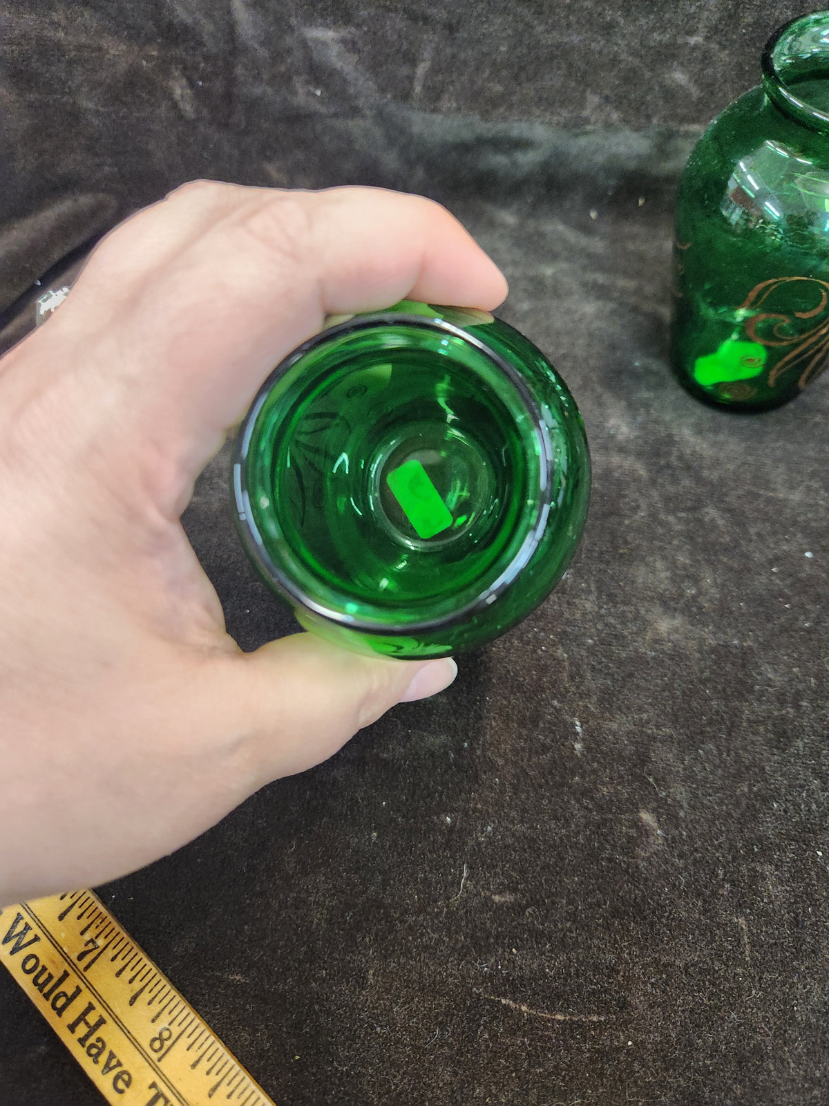 Mid-century Anchor Hocking Miniature Emerald Green Glass Bud Vase