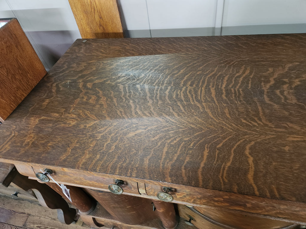 Antique American Empire-Style Buffet Quarter-Sawn Tiger Oak