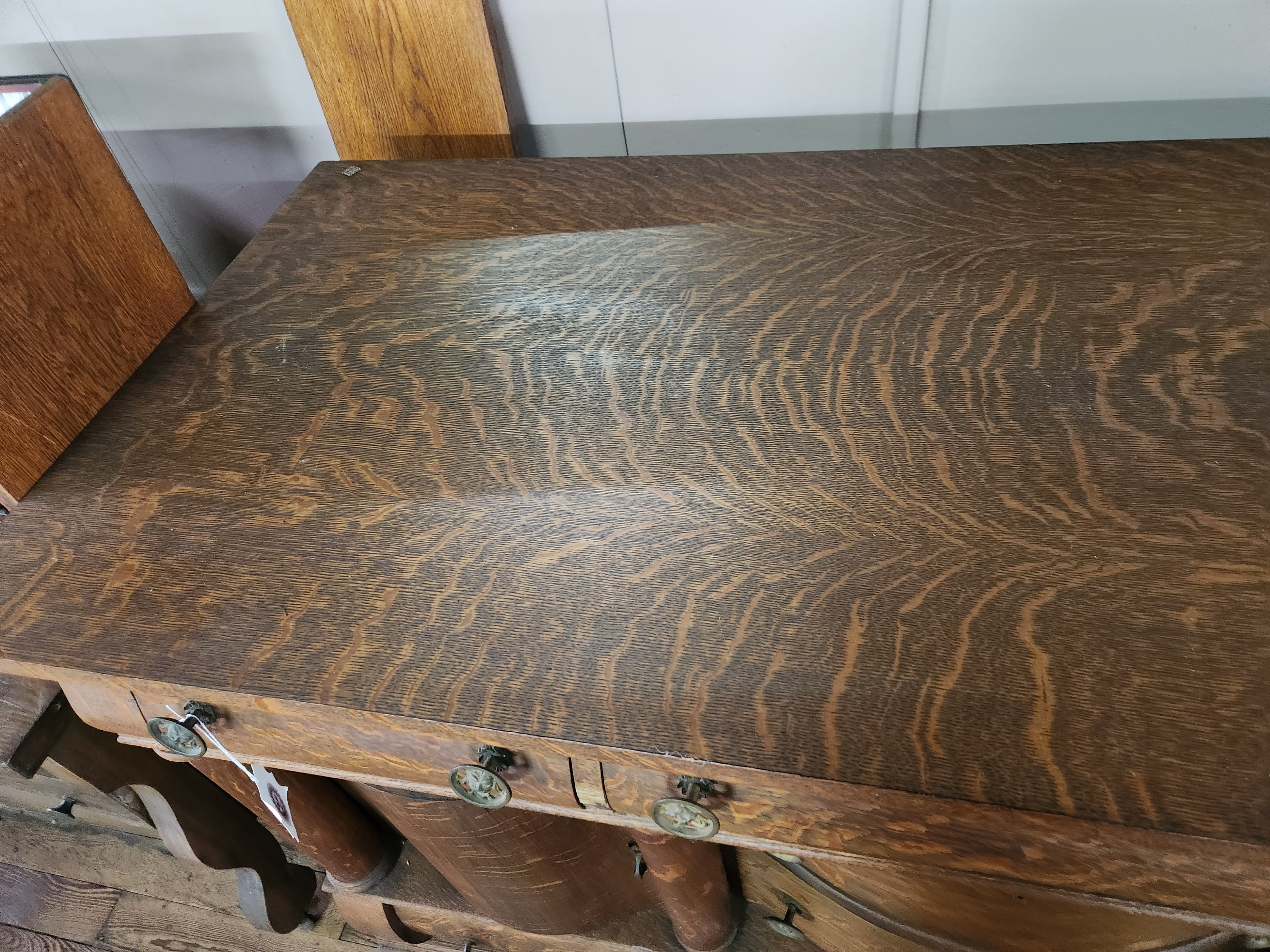 Antique American Empire-Style Buffet Quarter-Sawn Tiger Oak