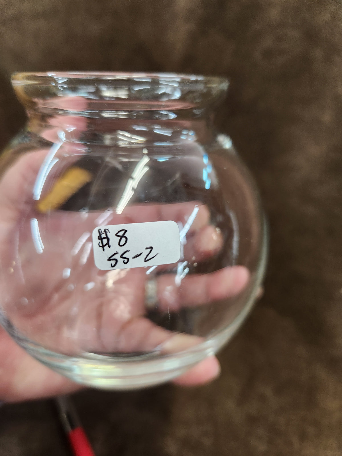 Vintage Clear Glass Bubble Bowl Vase with Flared Rim