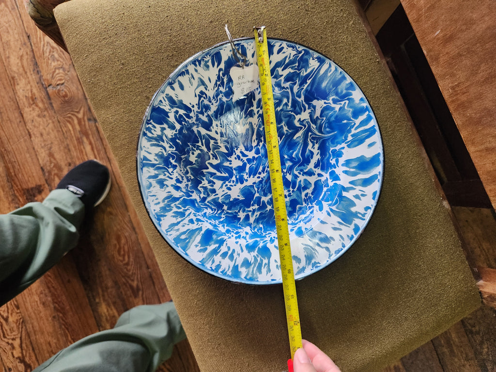 Blue & White Swirl Enamelware Bowl