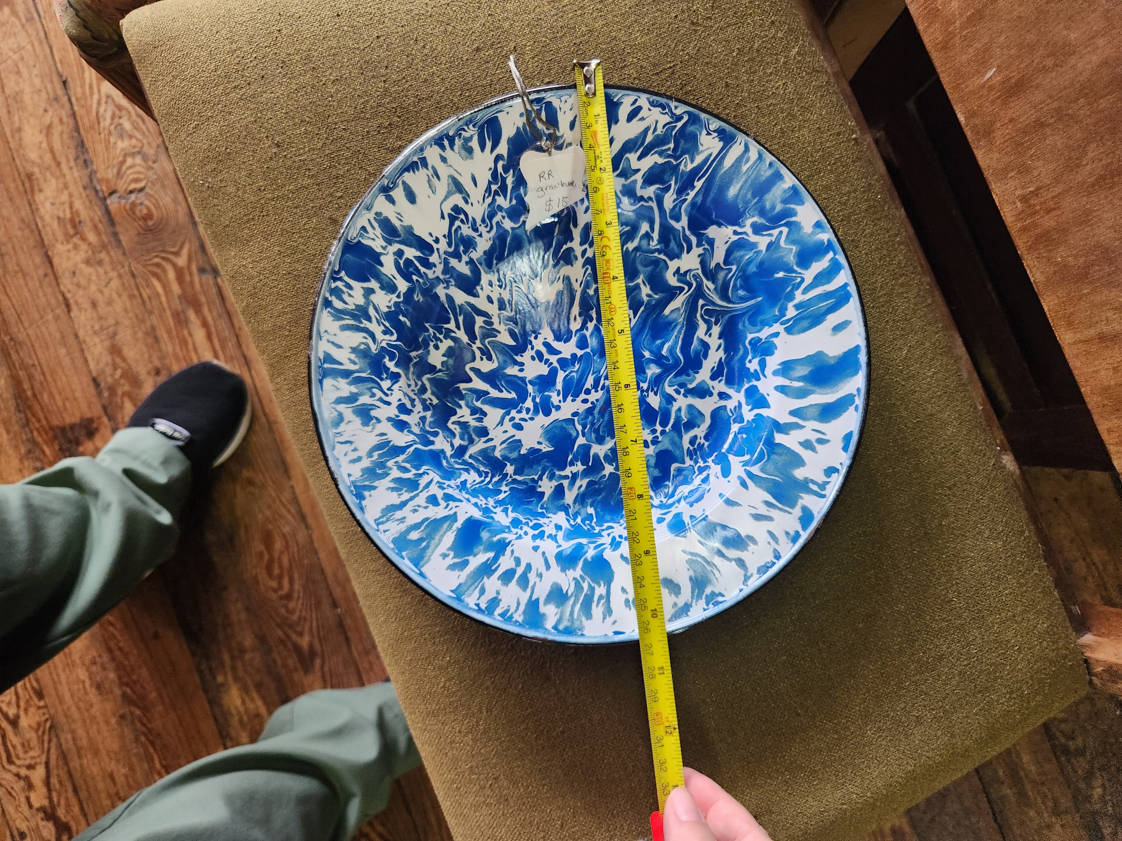 Blue & White Swirl Enamelware Bowl