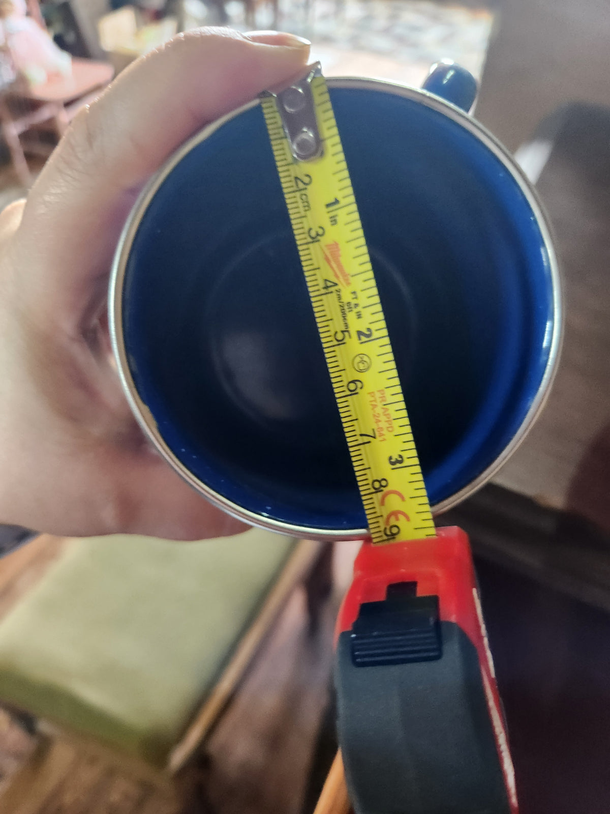 Vintage Blue & White Speckled Enamelware Mug