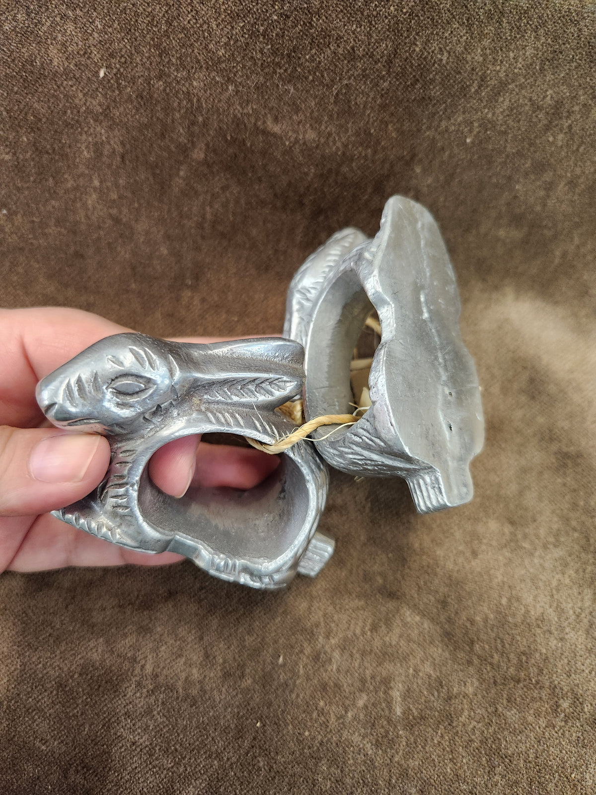 Set of 2 Pewter Rabbit Napkin Rings