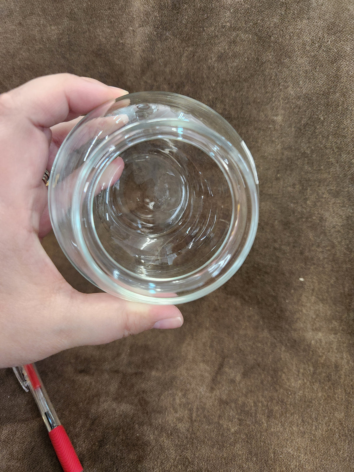 Vintage Clear Glass Bubble Bowl Vase with Flared Rim