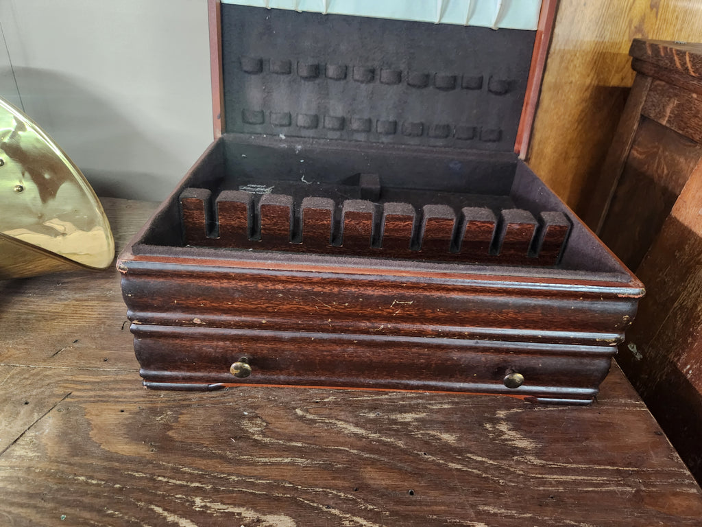 Vintage Wooden Silverware Storage Chest