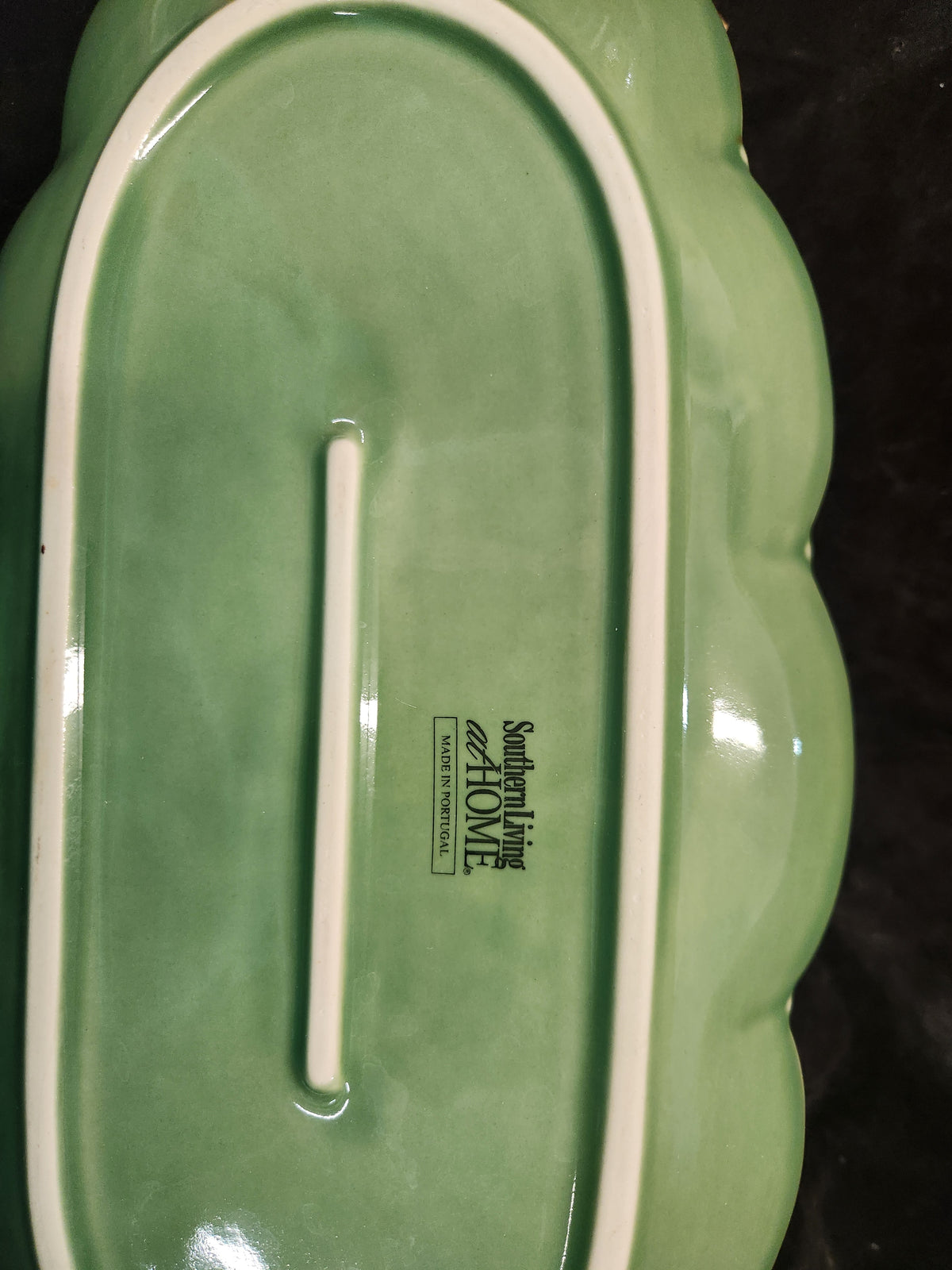 Southern Living at Home Green Scalloped Ceramic Serving Platter