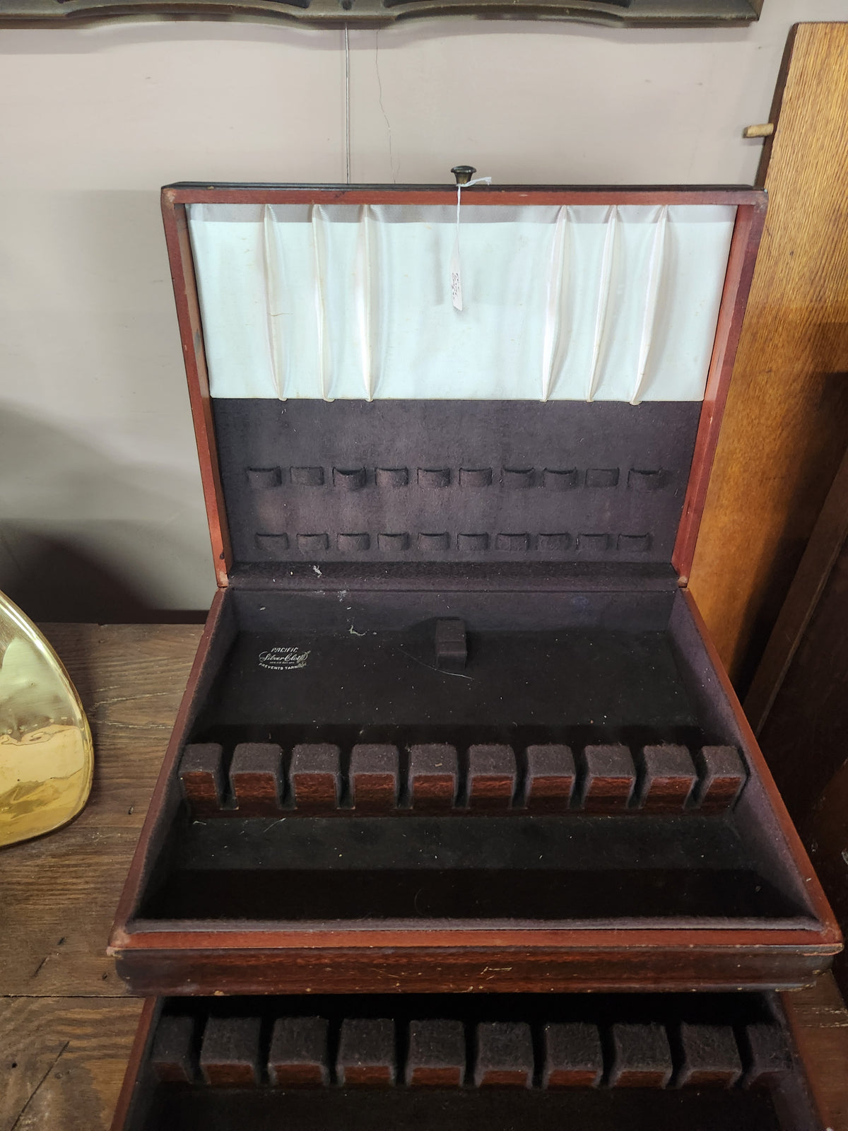 Vintage Wooden Silverware Storage Chest