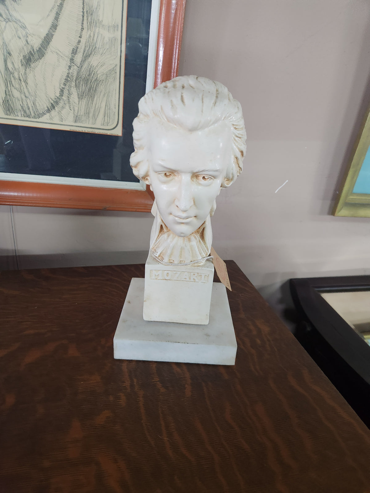 Vintage Alabaster Composite Bust Mozart