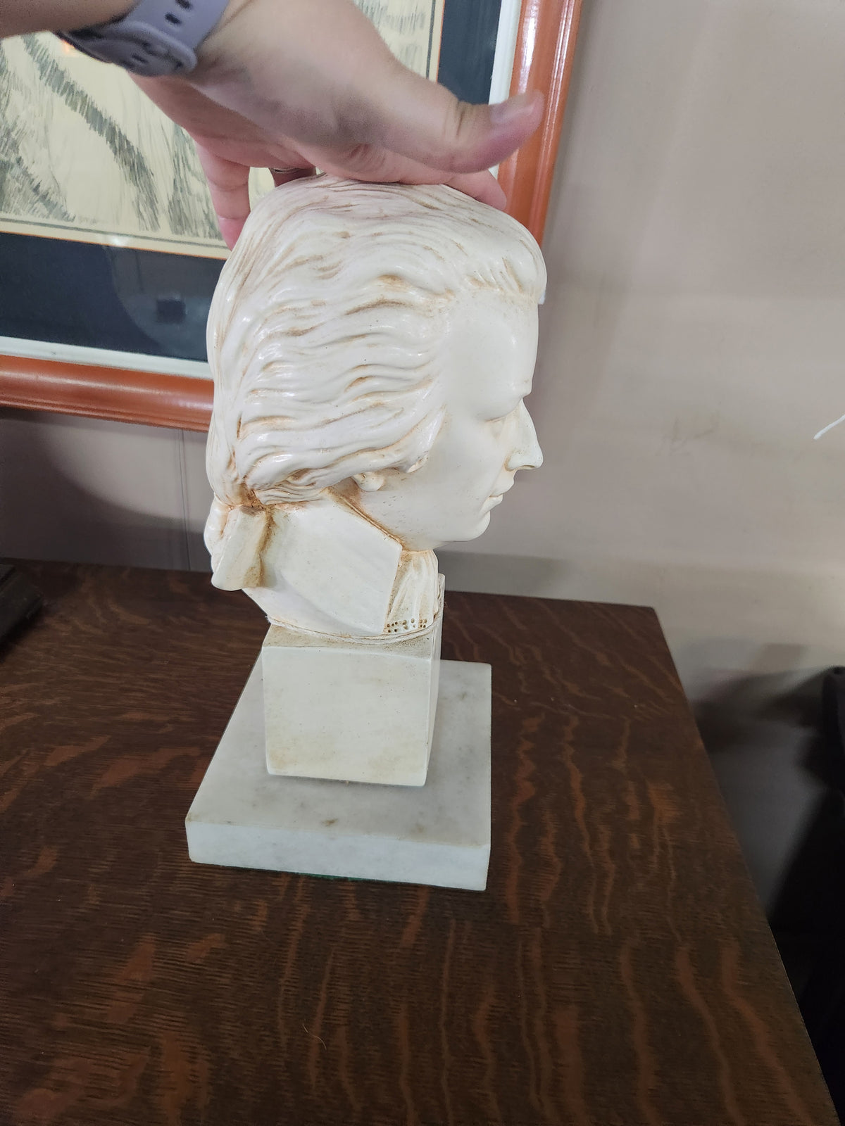 Vintage Alabaster Composite Bust Mozart
