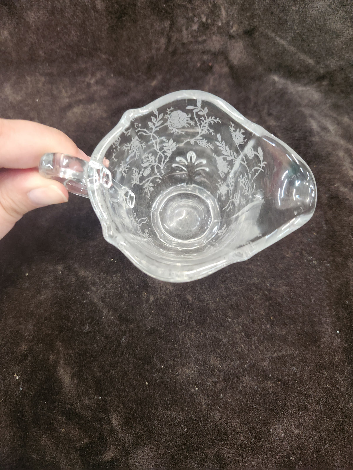 Vintage Fostoria Chintz Etched Crystal Glass Creamer in the Baroque Shape