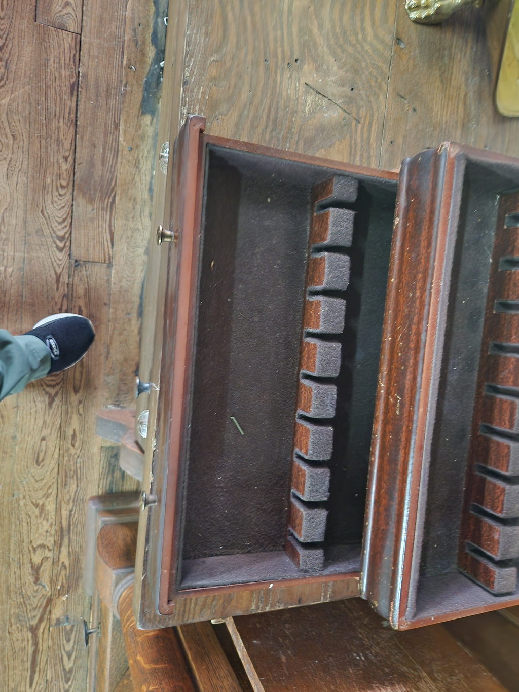 Vintage Wooden Silverware Storage Chest