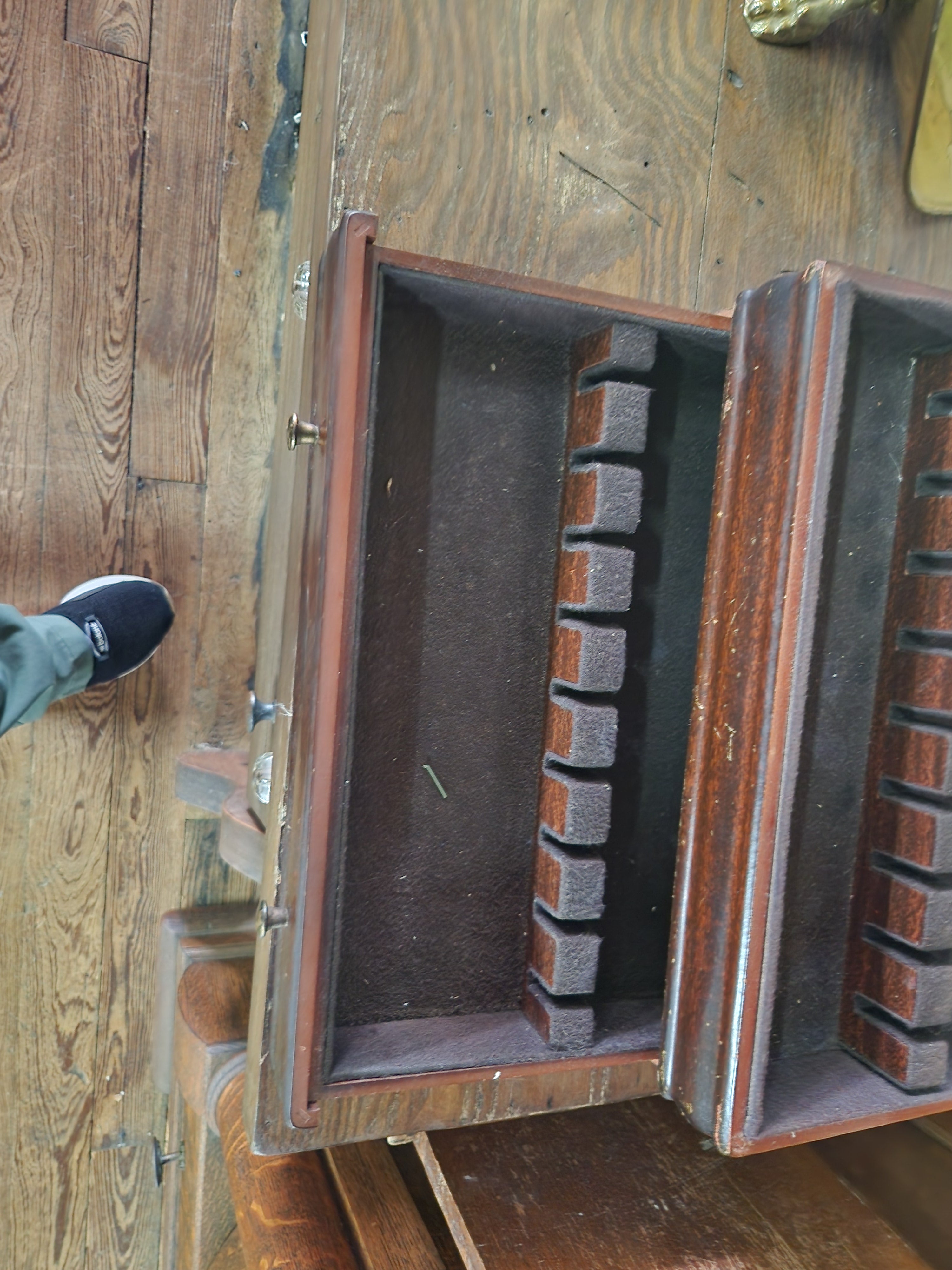 Vintage Wooden Silverware Storage Chest