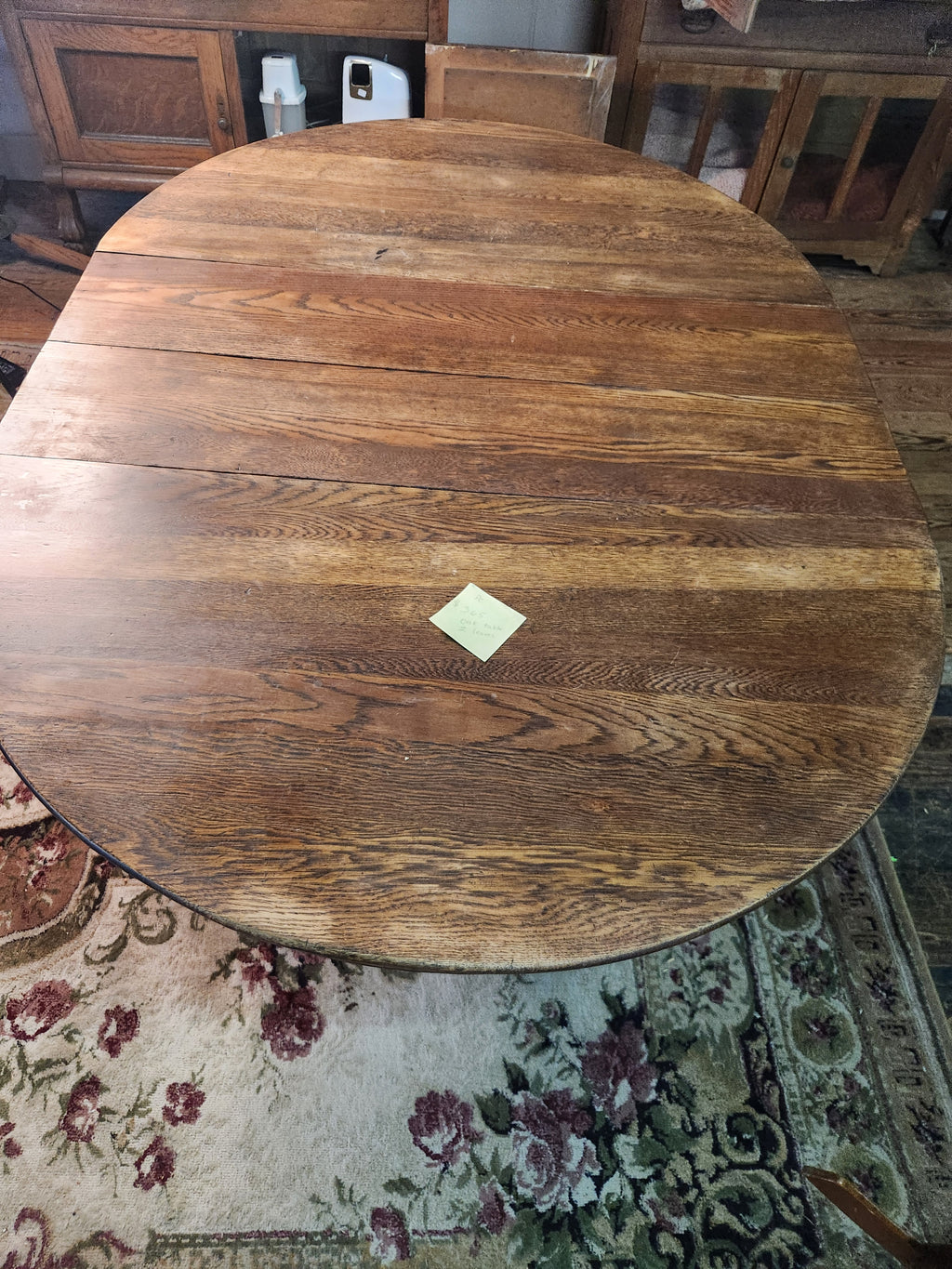 Antique Tiger Oak Expandable Pedestal Dining Table Early 1900s
