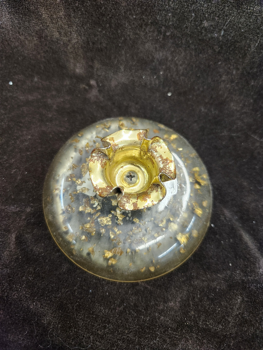 Vintage Lucite Taper Candle Holders Embedded with Gold-Tone Flakes