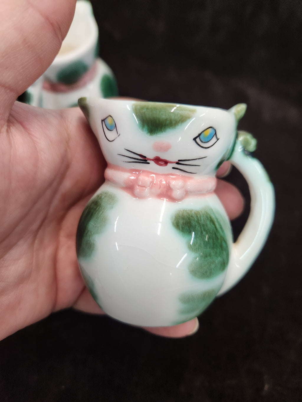 Vintage Three-Piece Lipper & Mann Anthropomorphic Cat Pitcher and Creamer Set Made in Japan 1950s