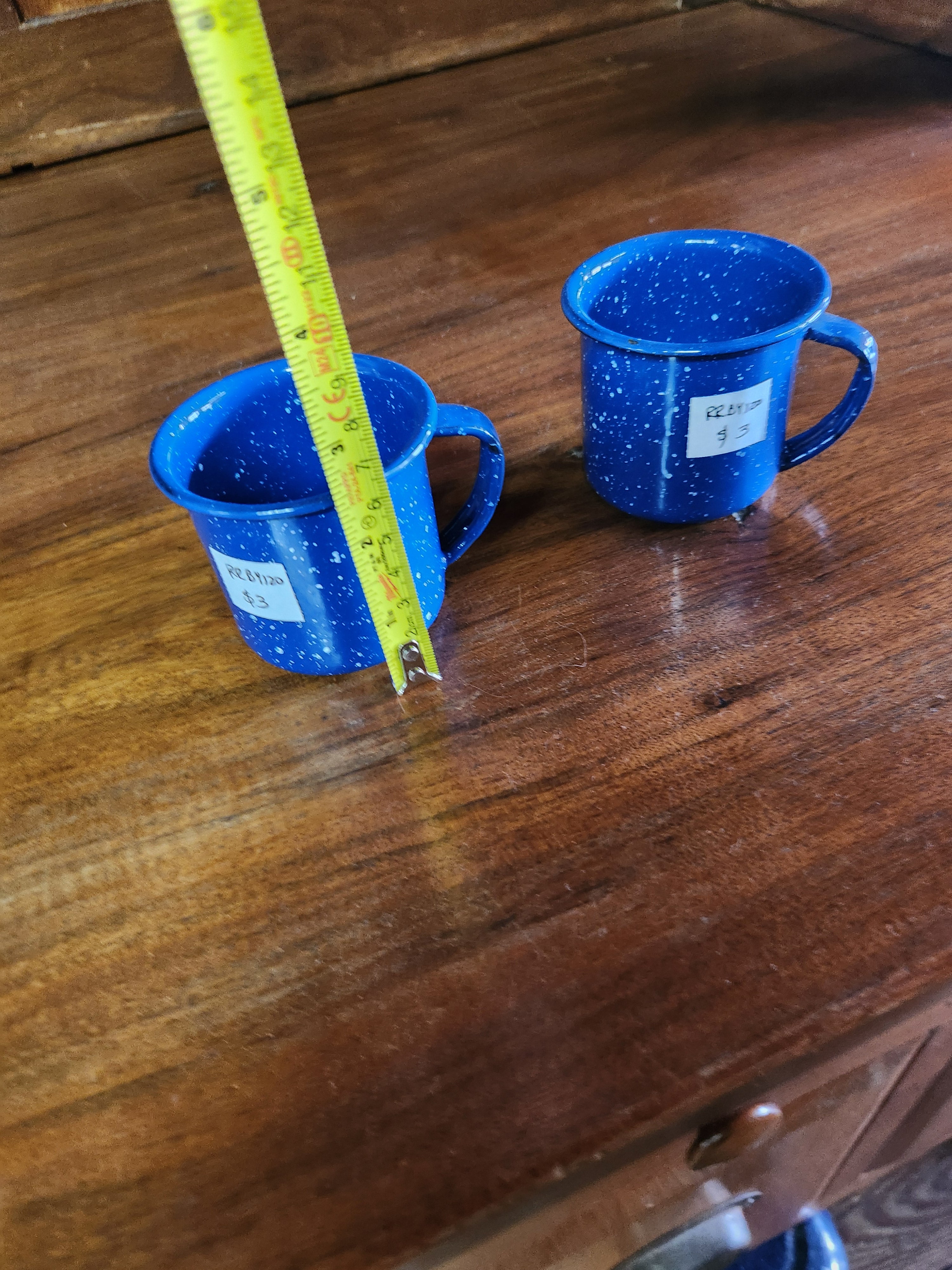 Blue Speckled Small Coffee Cup Enamel Ware