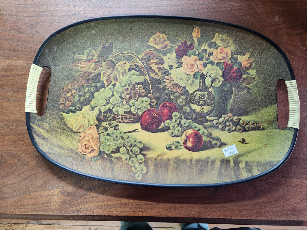 Vintage Oval Serving Tray Classic Still Life Fruit & Floral