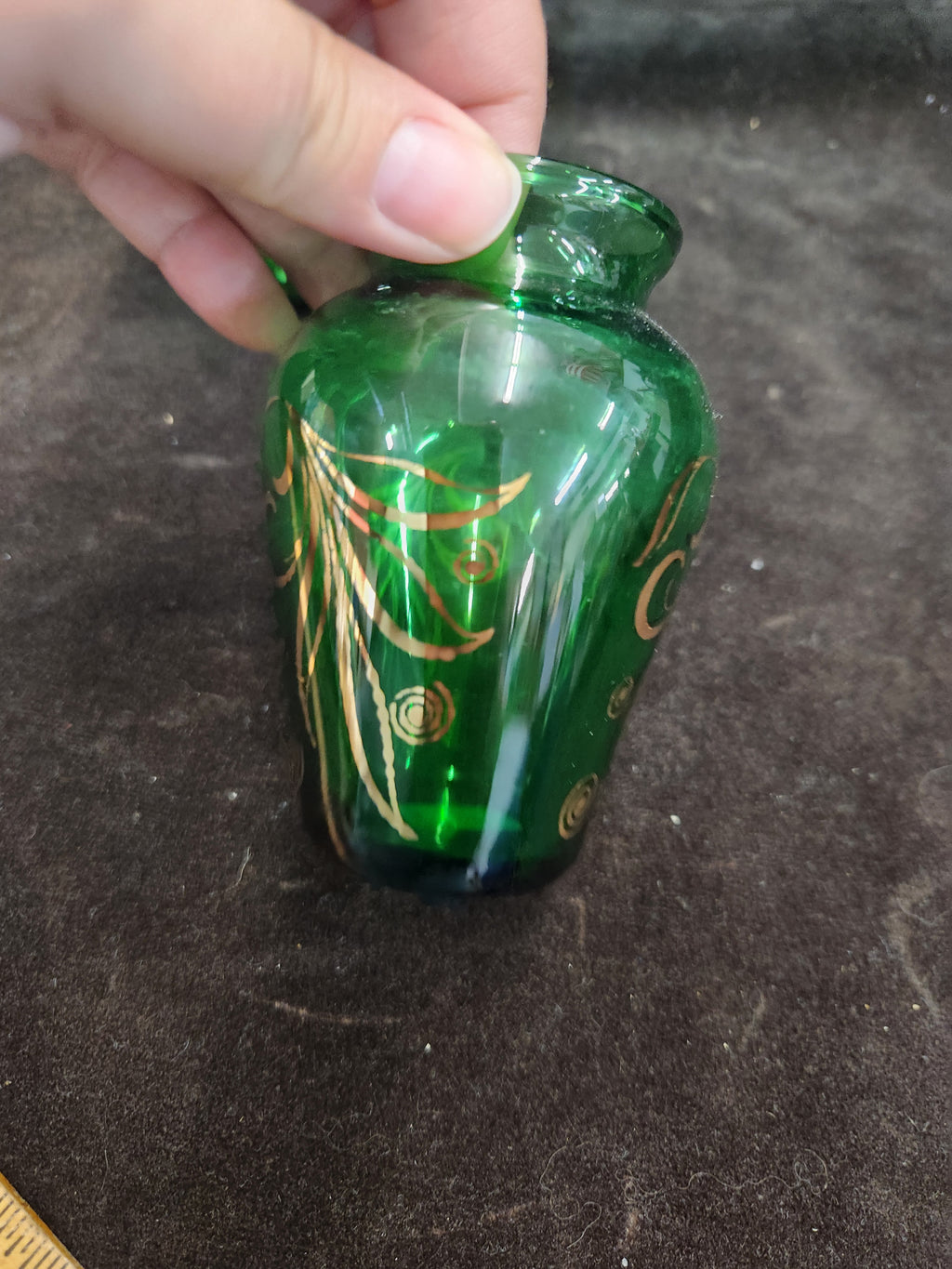 Mid-century Anchor Hocking Miniature Emerald Green Glass Bud Vase