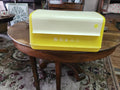 Vintage Mid-Century Yellow & White Plastic Drop-Front Bread Box Lustro-Ware