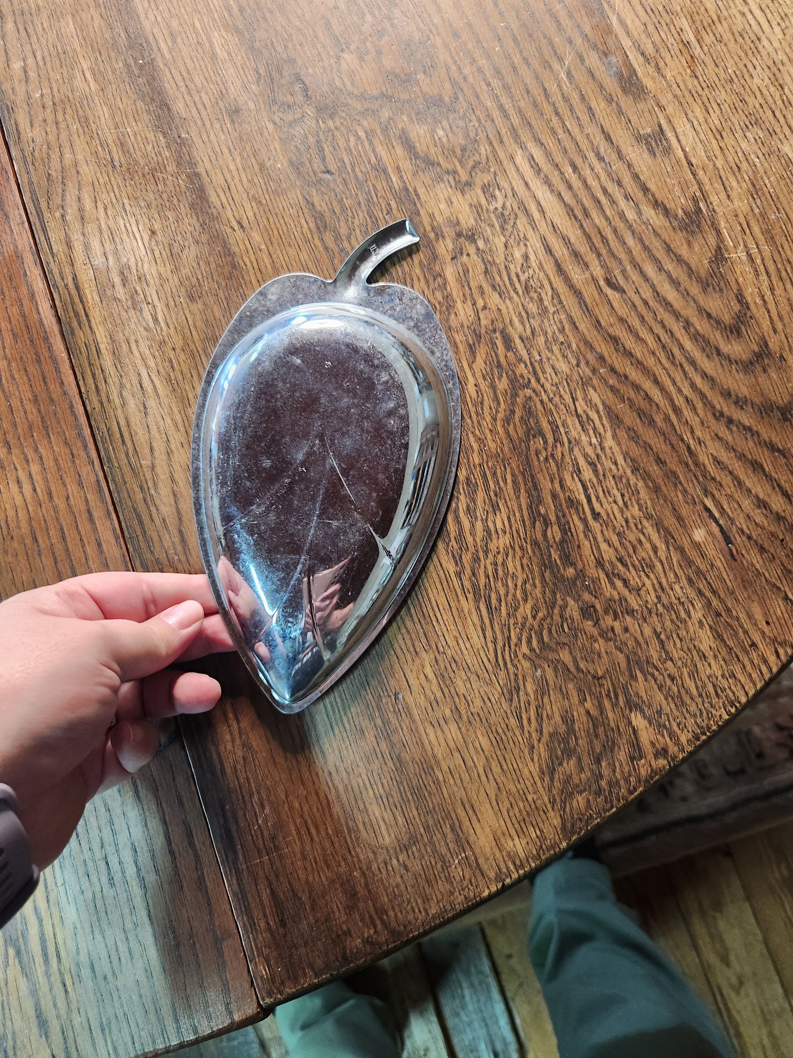 Vintage Mid-Century Modern Cast Aluminum Leaf-Shaped Trinket Dish 1950s