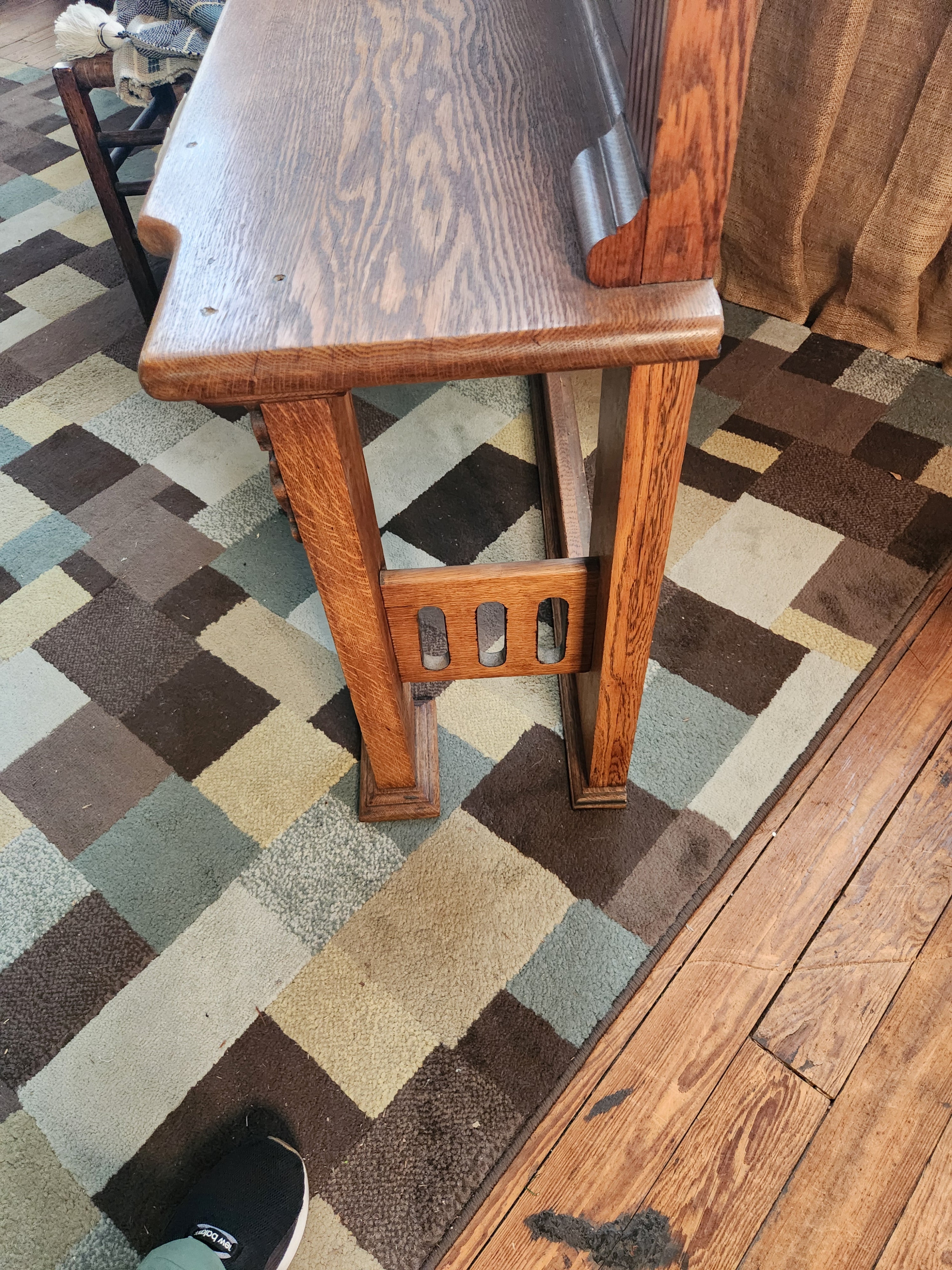 Solid Carved Oak 1920's-30's Fireplace Mantle or Vintage Bench