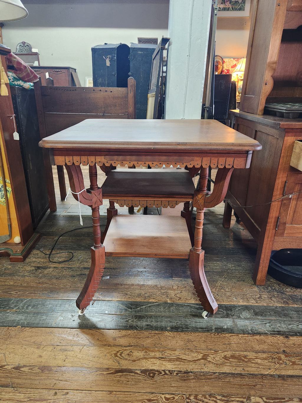 Antique Victorian Oak Parlor Side Table