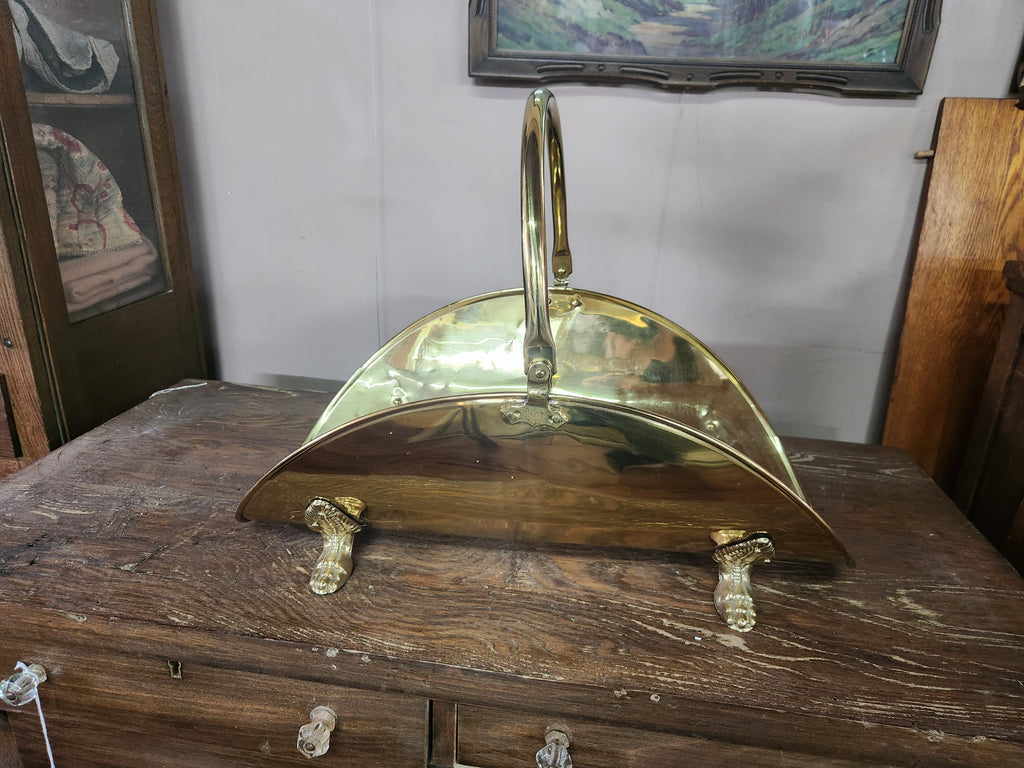 Vintage Hollywood Regency Solid Brass Firewood Log Holder