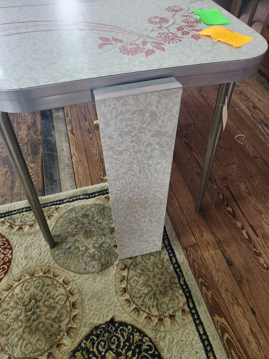 Vintage 1950s Mid-Century Modern Formica and Chrome Dinette Table with Leaf