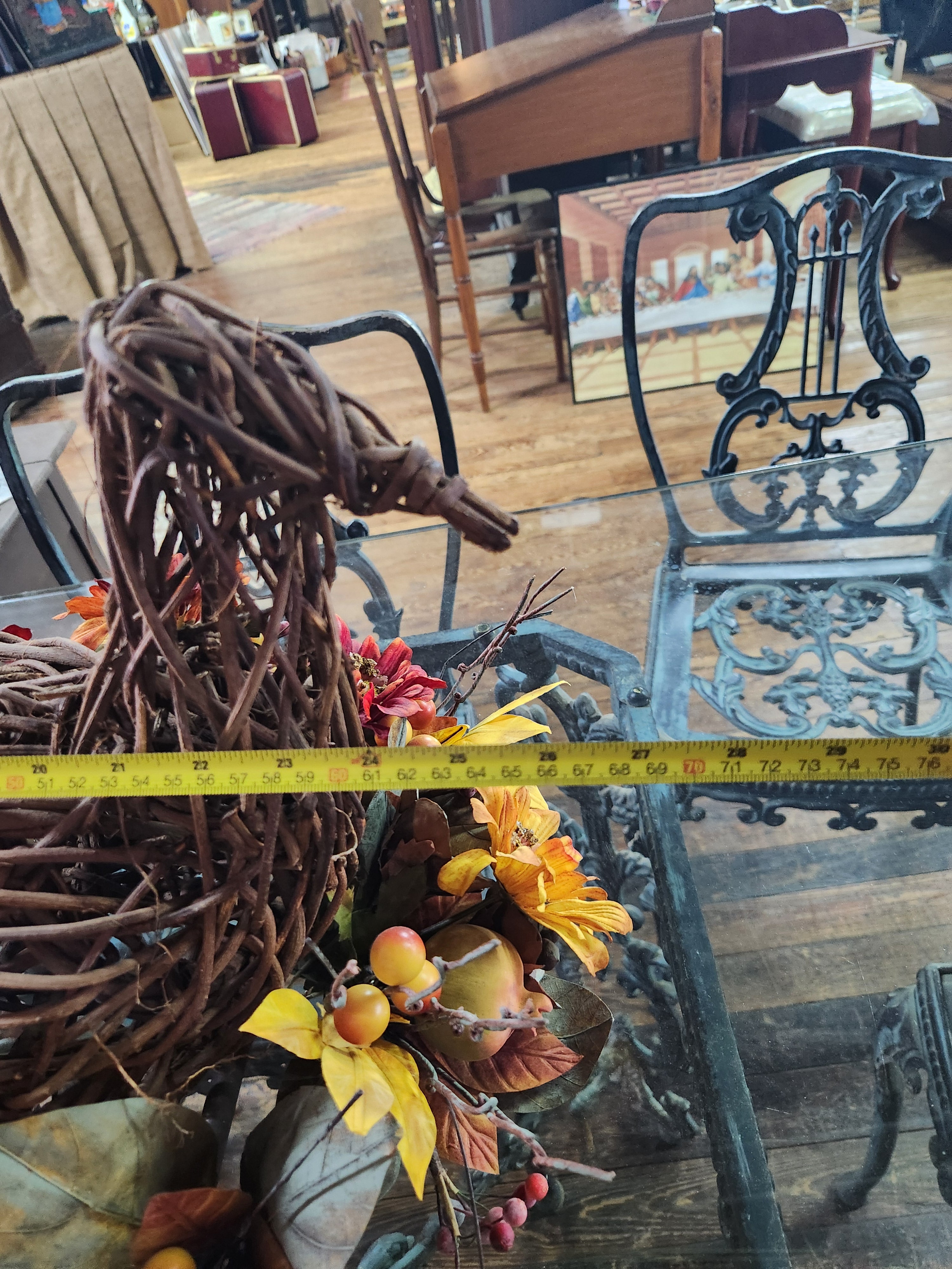 Rustic Fall Tabletop Centerpiece Woven Wicker Pheasant
