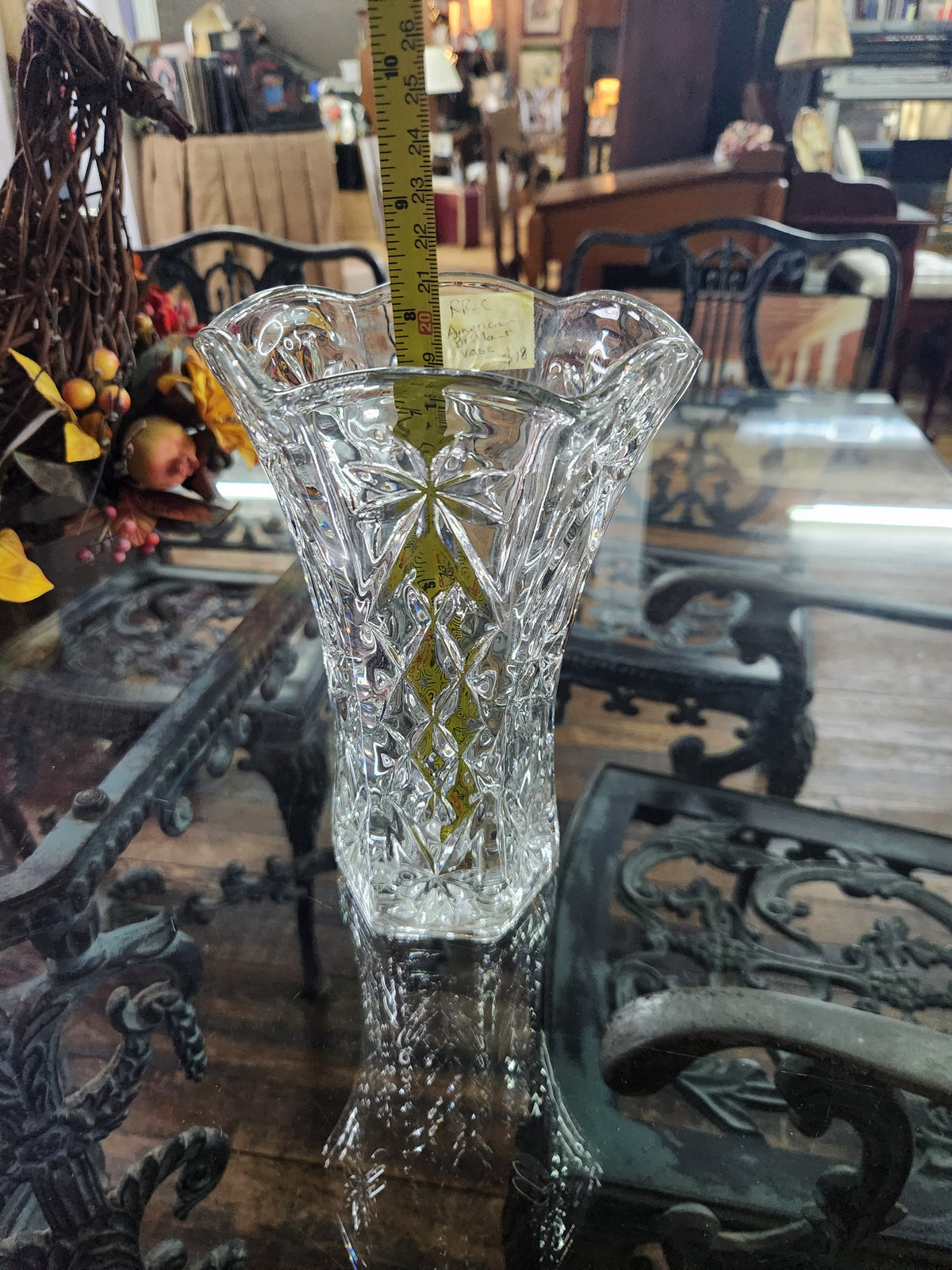Vintage Glass Vase Anchor Hocking Early American Prescut Star of David