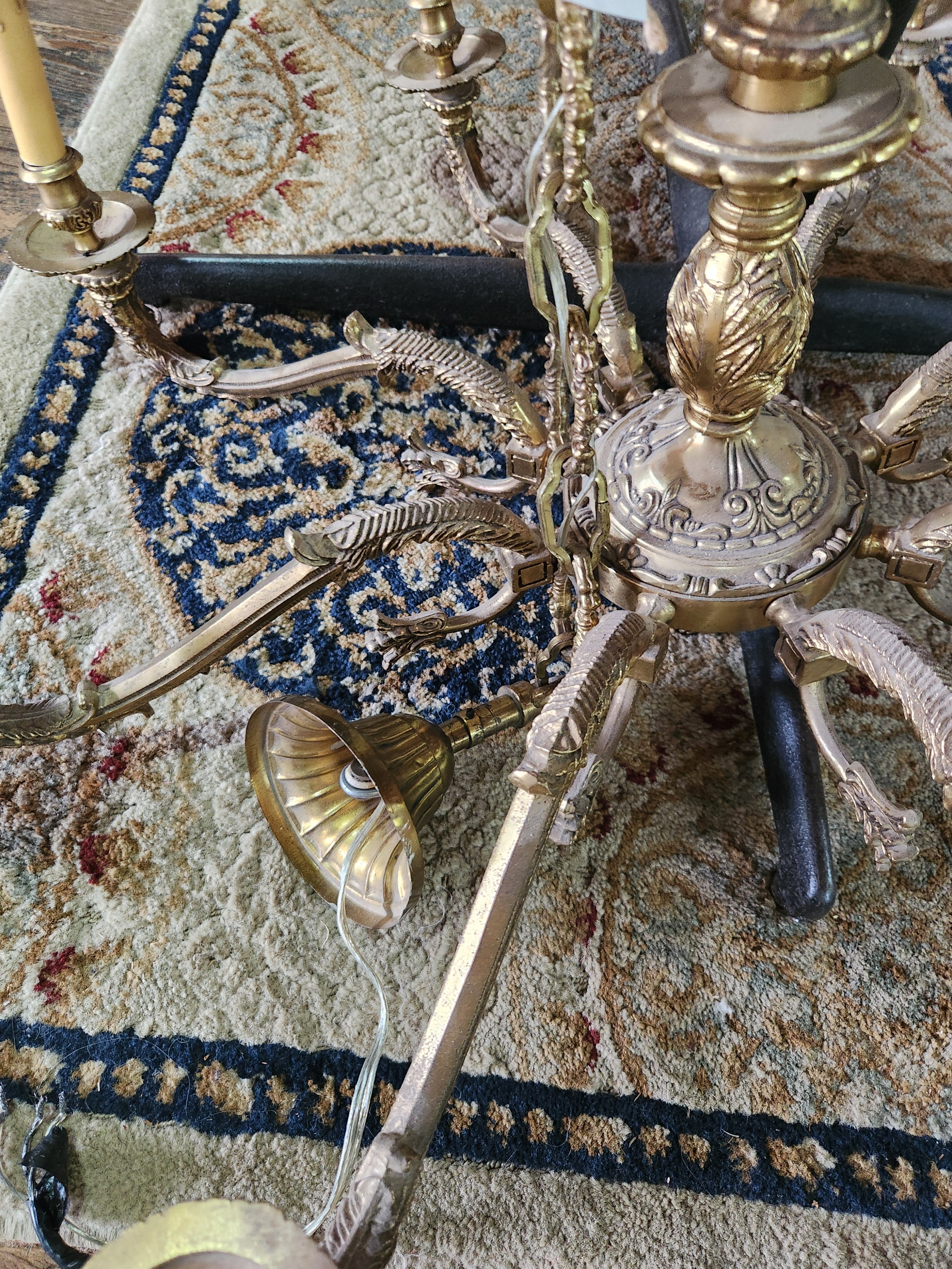 Vintage Ornate Brass Chandelier