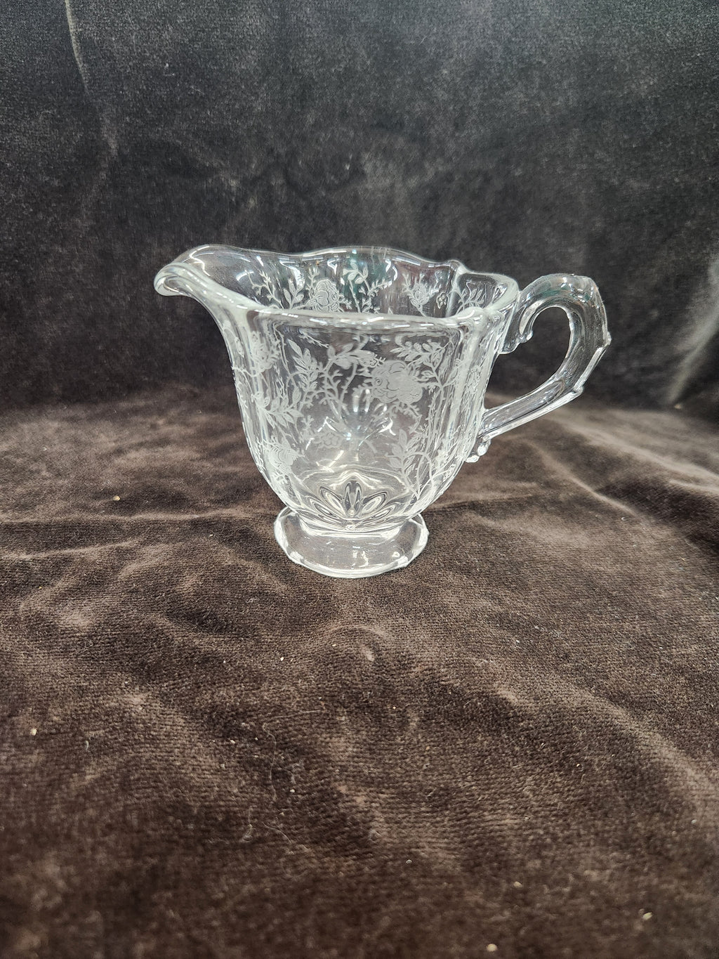 Vintage Fostoria Chintz Etched Crystal Glass Creamer in the Baroque Shape