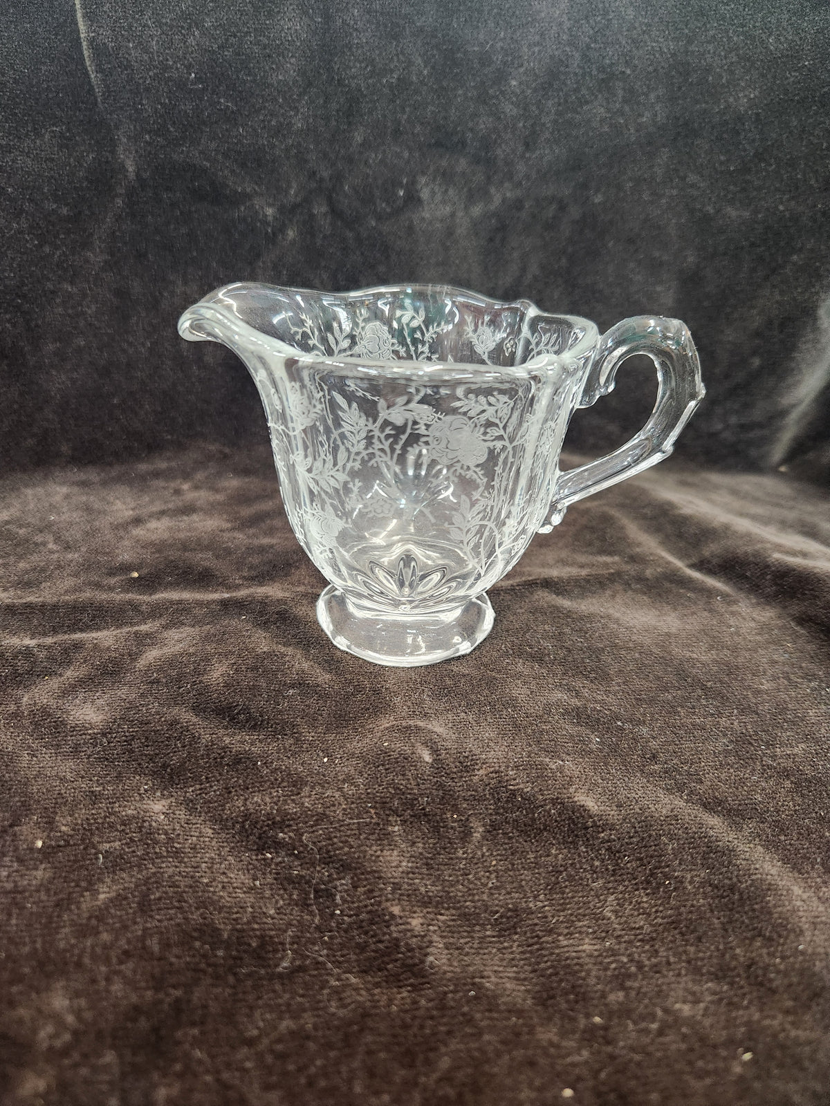 Vintage Fostoria Chintz Etched Crystal Glass Creamer in the Baroque Shape