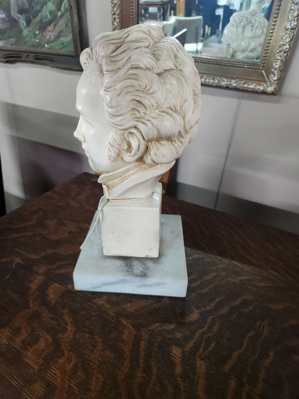 VIntage Composite Marble & Alabaster Bust of Composer Franz Schubert