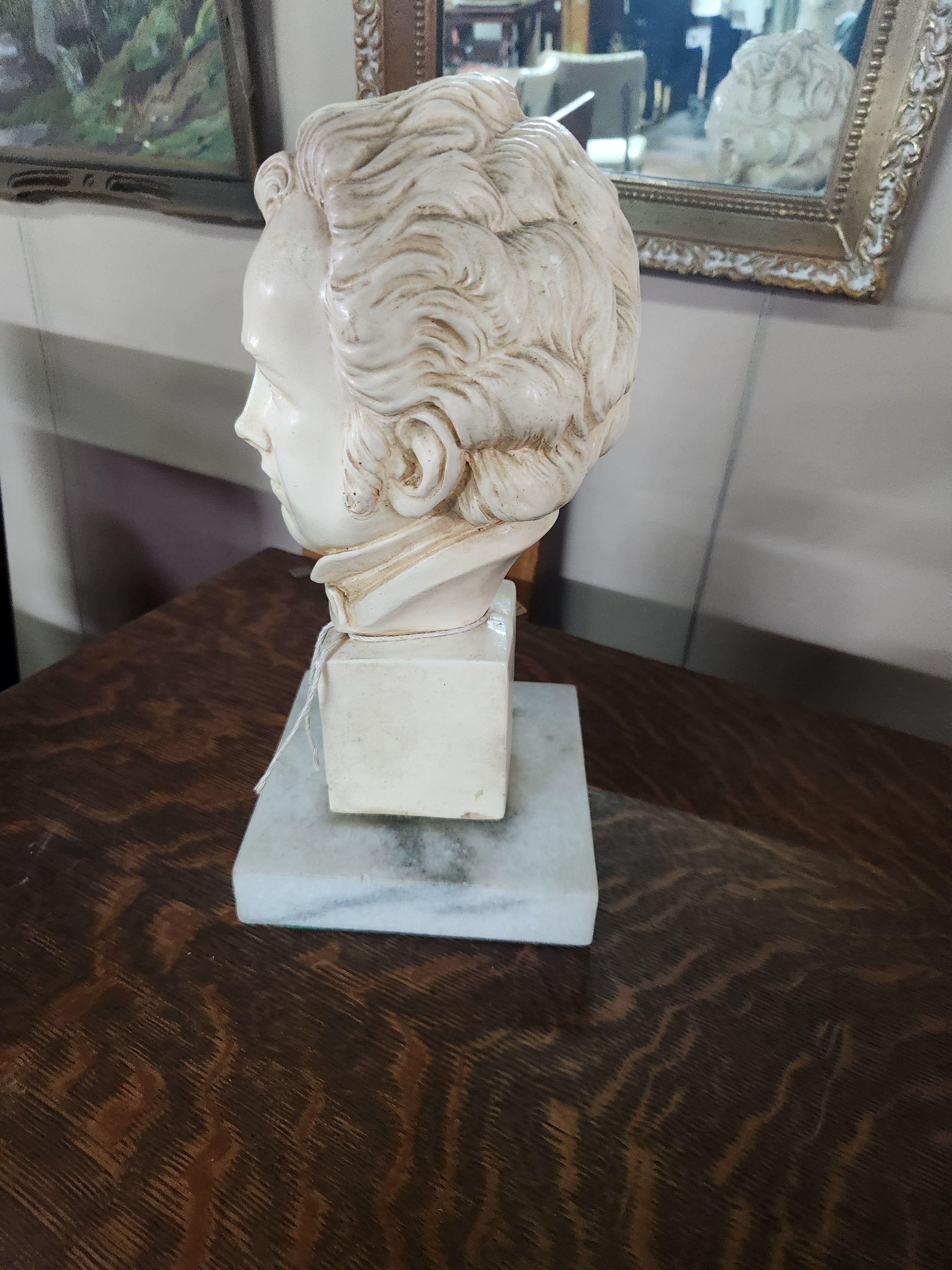 VIntage Composite Marble & Alabaster Bust of Composer Franz Schubert