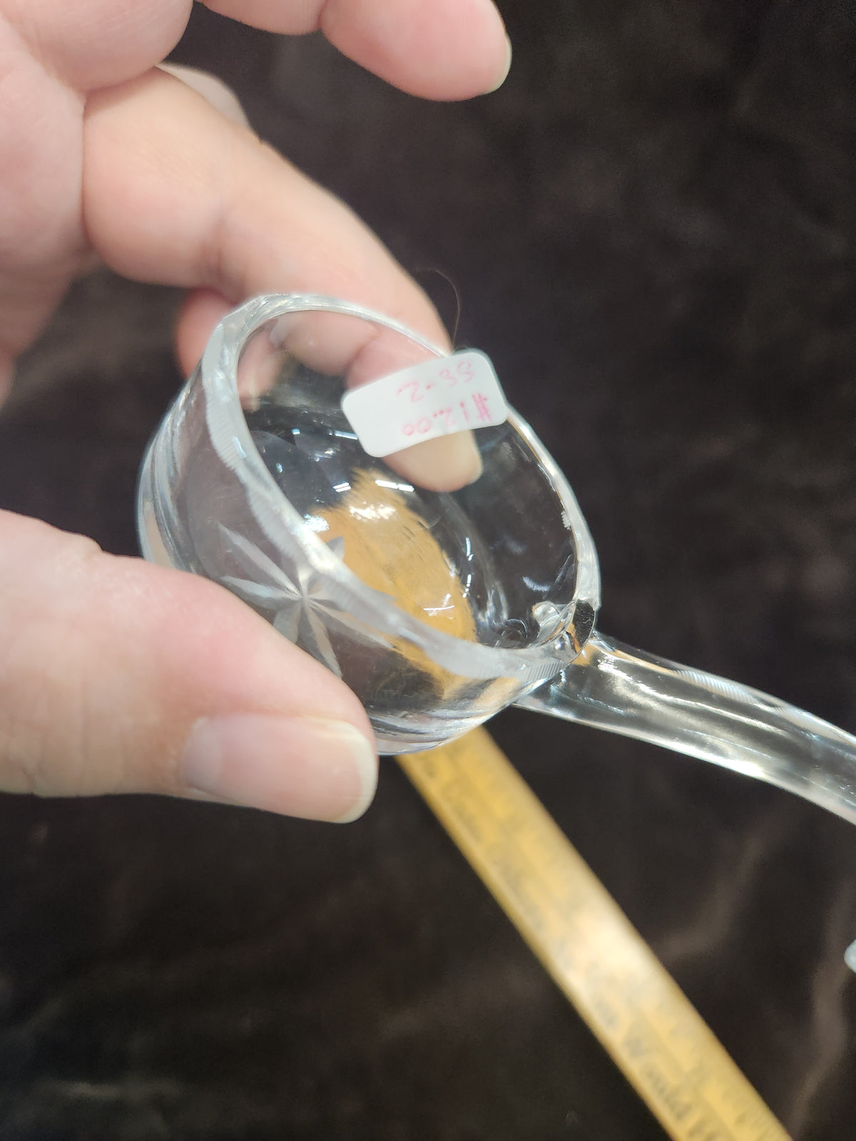 vintage glass mayonnaise spoon (also commonly referred to as a mayonnaise ladle or condiment ladle)