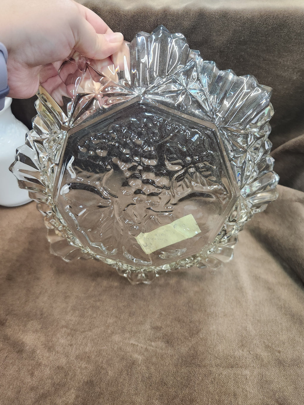 Vintage Federal Clear Glass Serving Bowl in the Pioneer Intaglio Fruit pattern