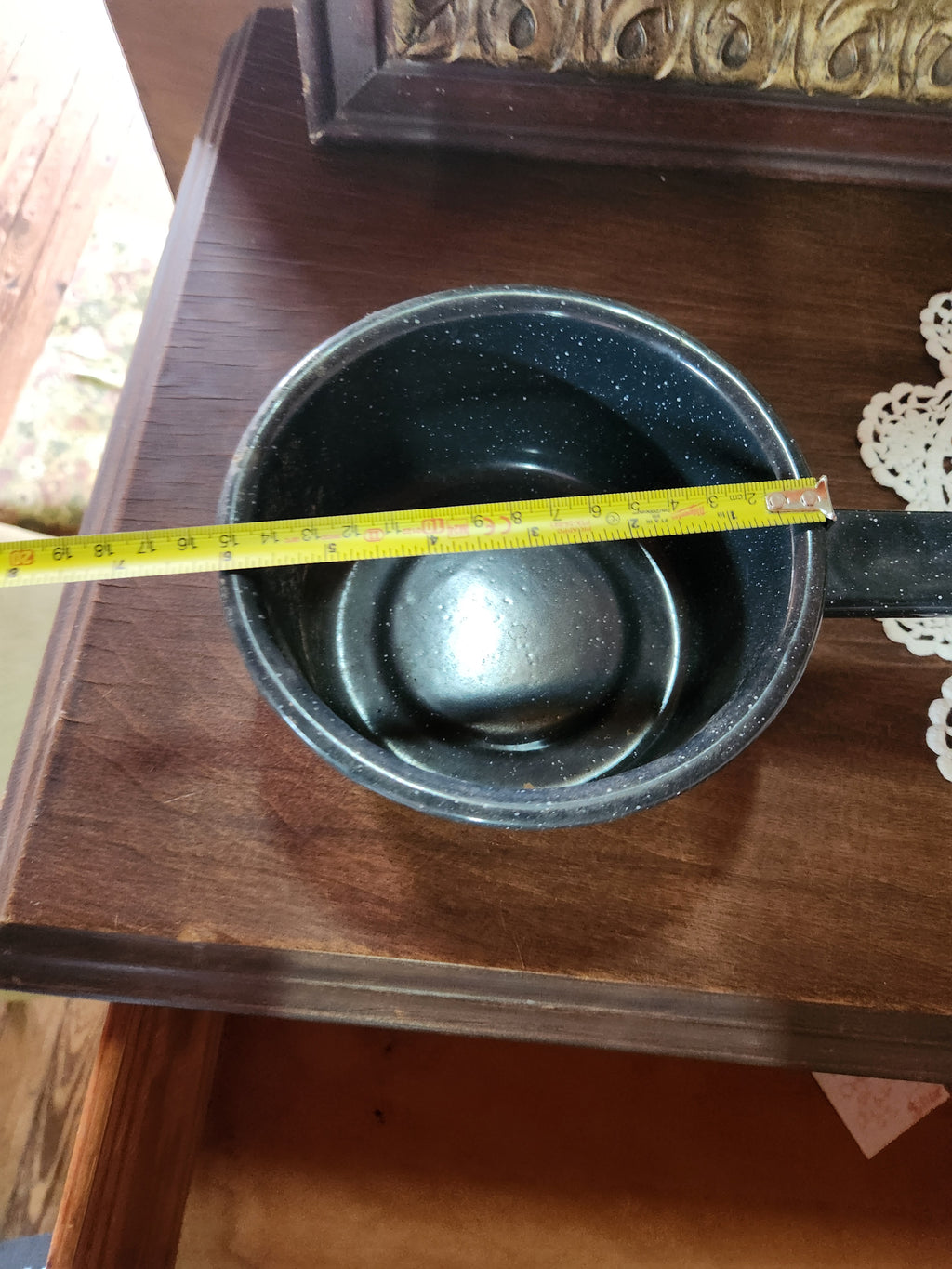 Granite Ware Black Speckled Enamel Small Saucepan