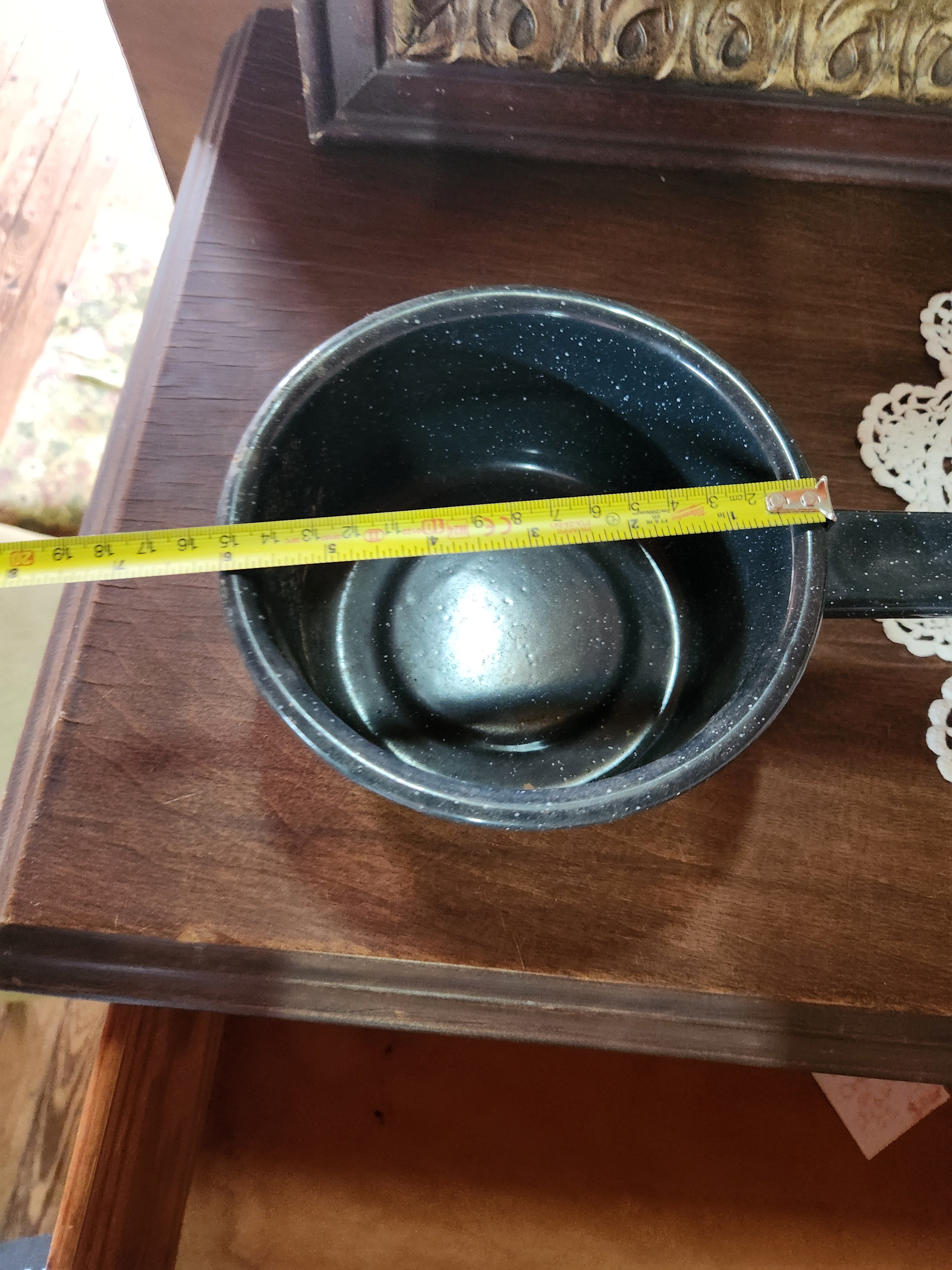 Granite Ware Black Speckled Enamel Small Saucepan