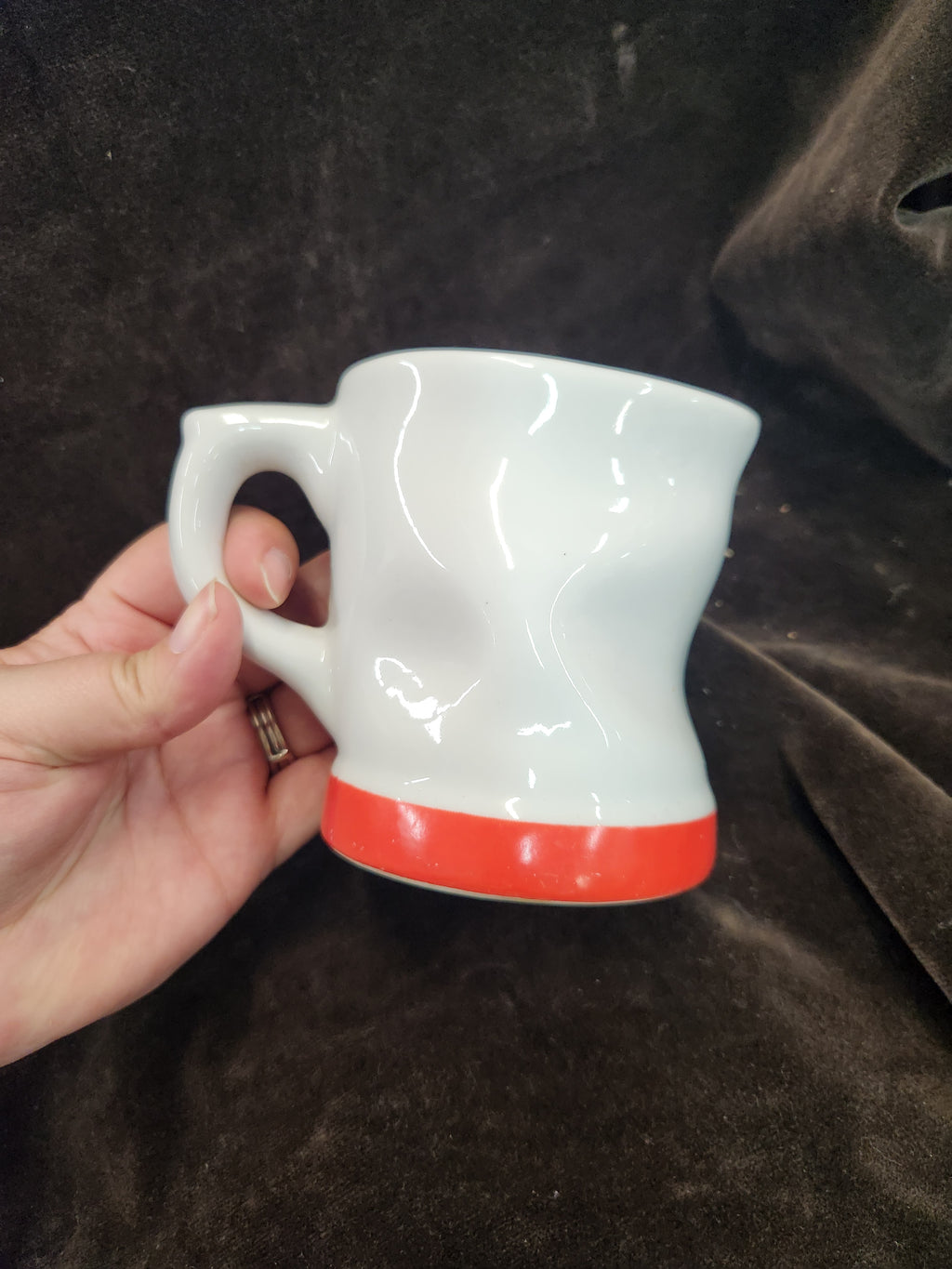 Vintage 1993 Novelty Coffee Mug Made by Houston Foods Featuring an Intentionally Warped, Wrinkled Shape
