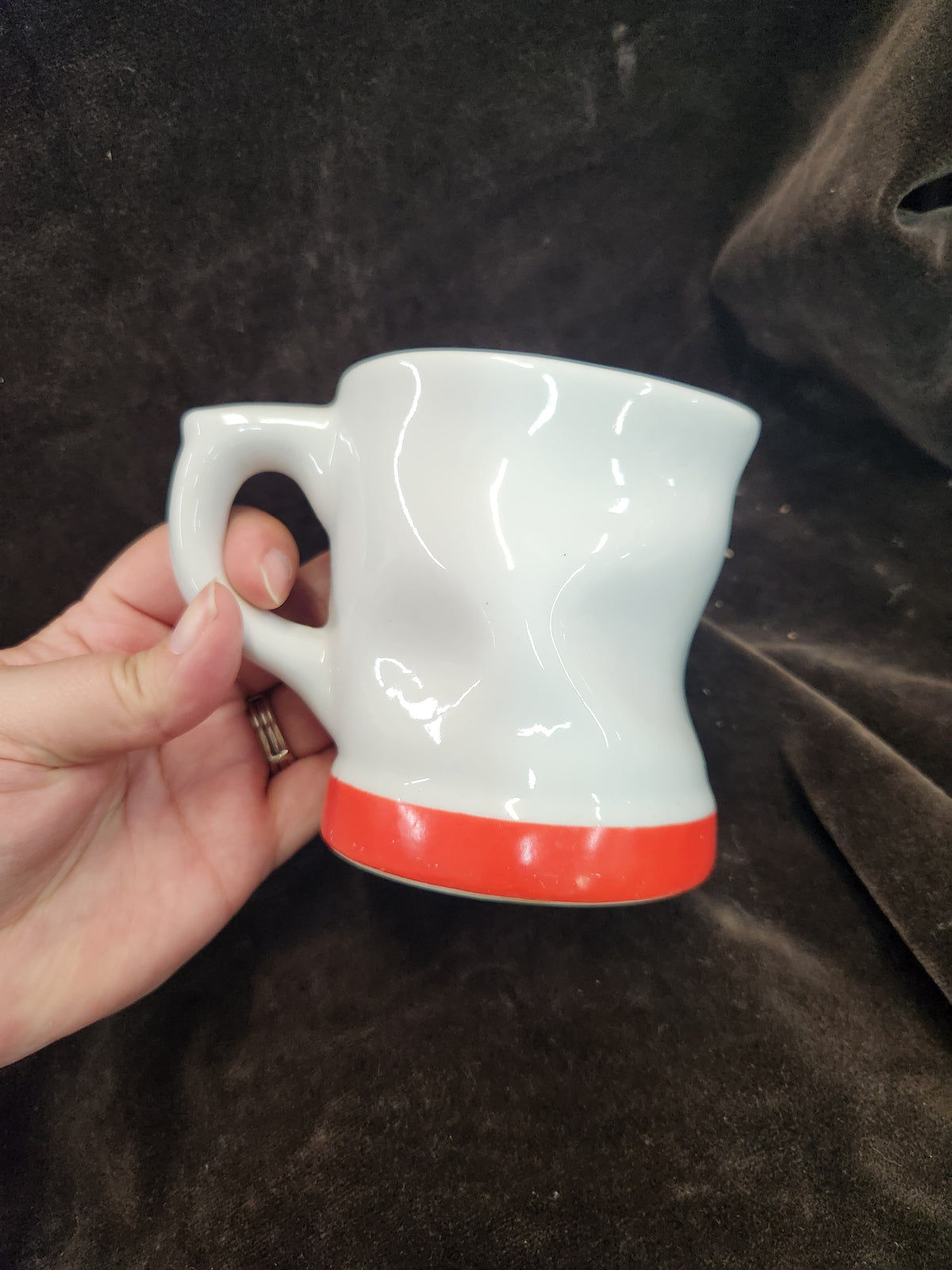 Vintage 1993 Novelty Coffee Mug Made by Houston Foods Featuring an Intentionally Warped, Wrinkled Shape