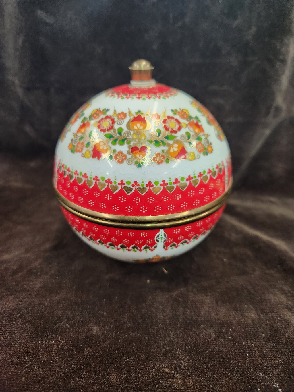 Mid-Century Steinböck (Steinbock) Austria Enamel and Brass Spherical Globe Trinket Box