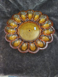 Vintage Indiana Glass Amber Hobnail Deviled Egg Plate