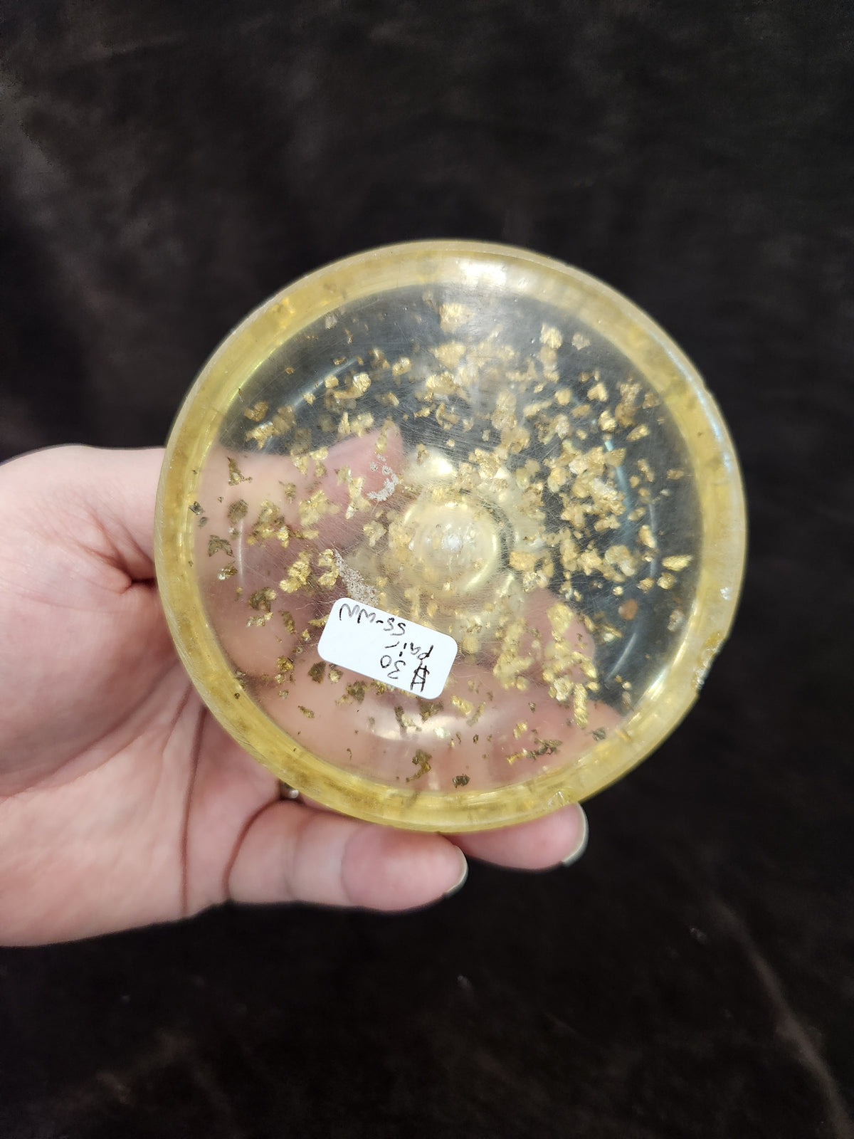 Vintage Lucite Taper Candle Holders Embedded with Gold-Tone Flakes