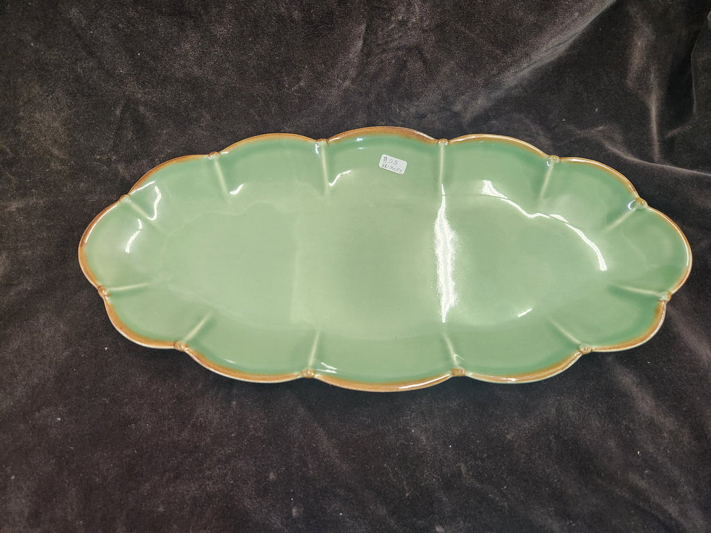 Southern Living at Home Green Scalloped Ceramic Serving Platter