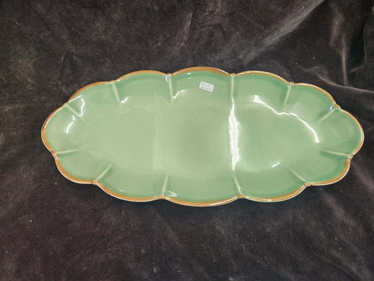 Southern Living at Home Green Scalloped Ceramic Serving Platter