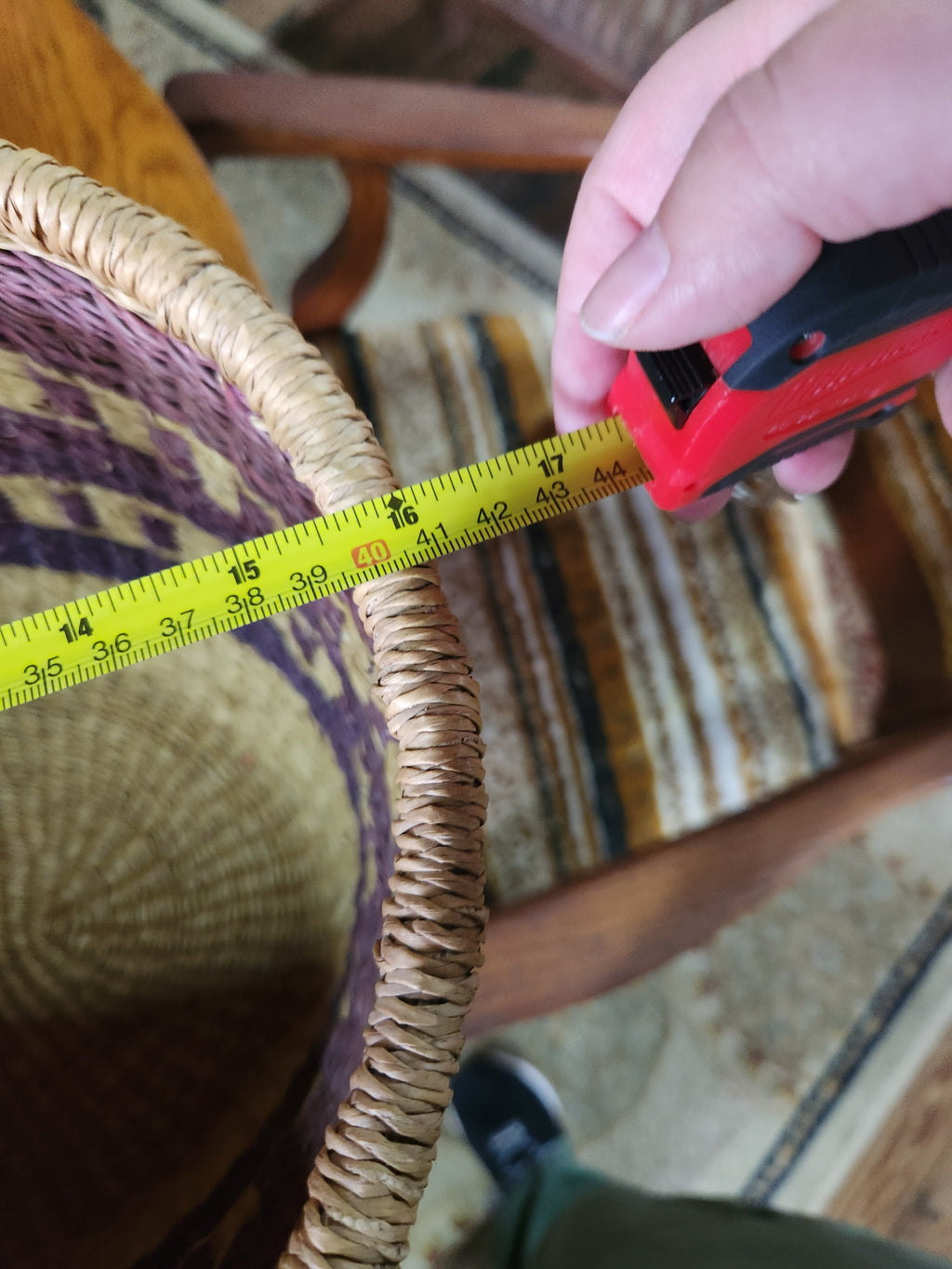 Vintage Hand-Woven Straw Market Basket