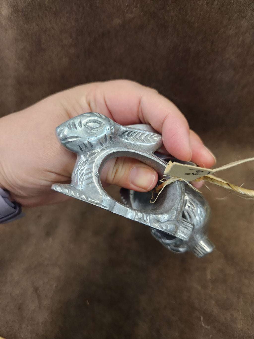 Set of 2 Pewter Rabbit Napkin Rings